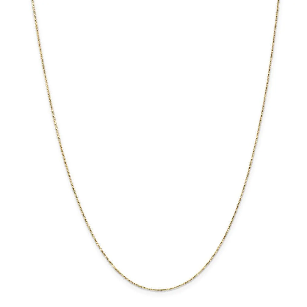 0.65mm, 14k Yellow Gold, Diamond Cut Cable Chain Necklace