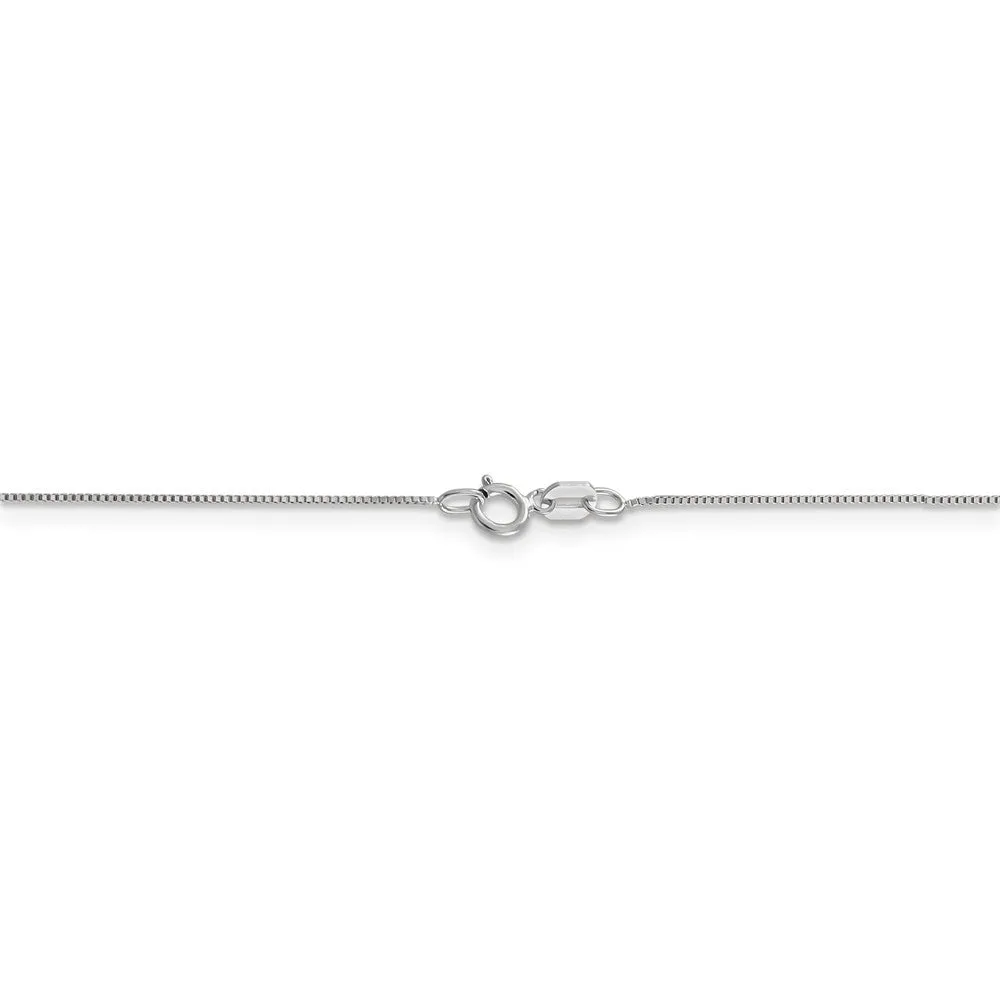 0.7mm, 10k White Gold, Box Chain Necklace