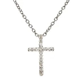 .085 cttw Diamond Cross Necklace in 14k White Gold