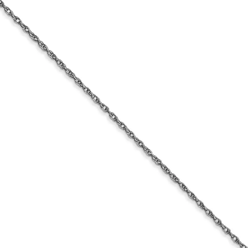 0.95mm 10k White Gold Solid Cable Rope Chain Necklace