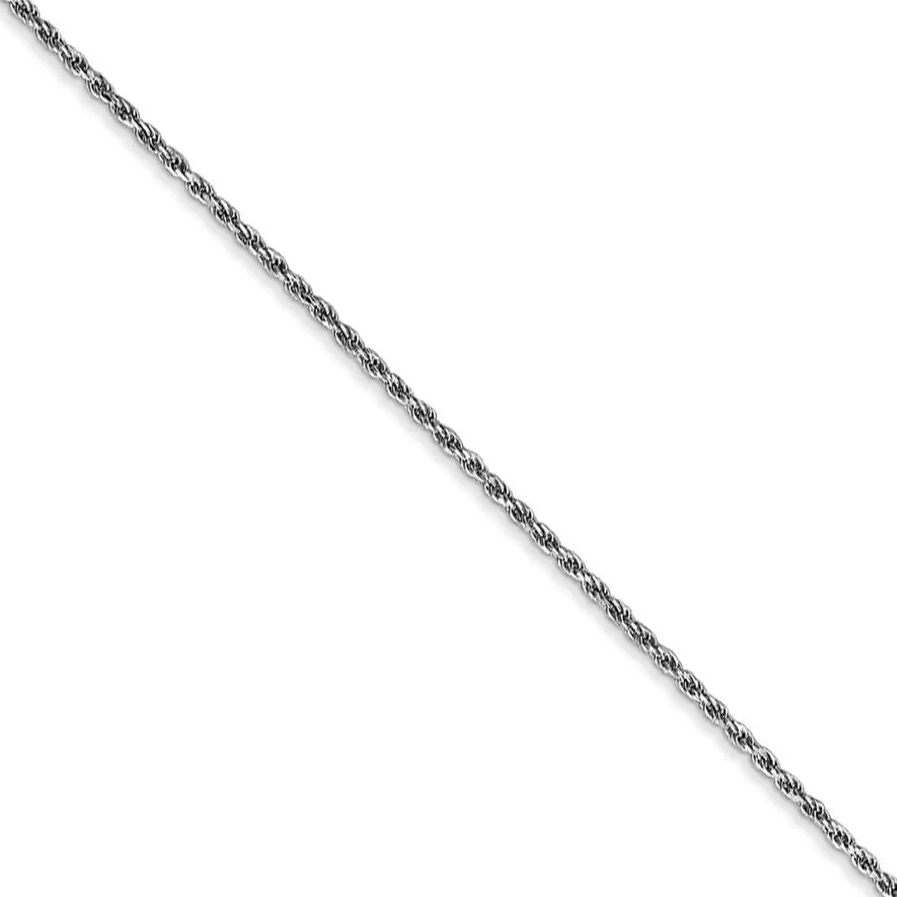 1.15mm, 14k White Gold, Diamond Cut Rope Chain Anklet or Bracelet