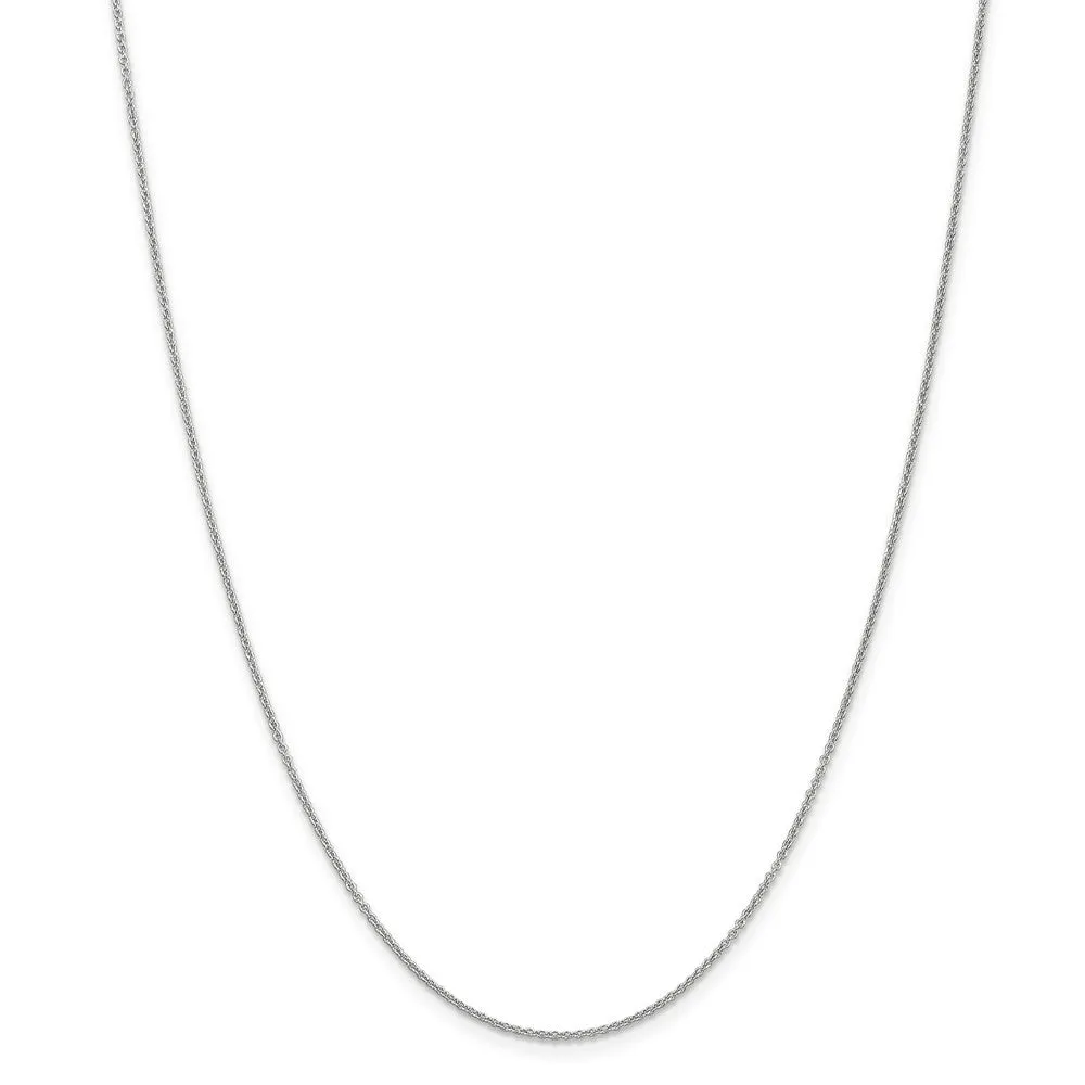 1.2mm, 14k White Gold, Solid Link Cable Chain Necklace