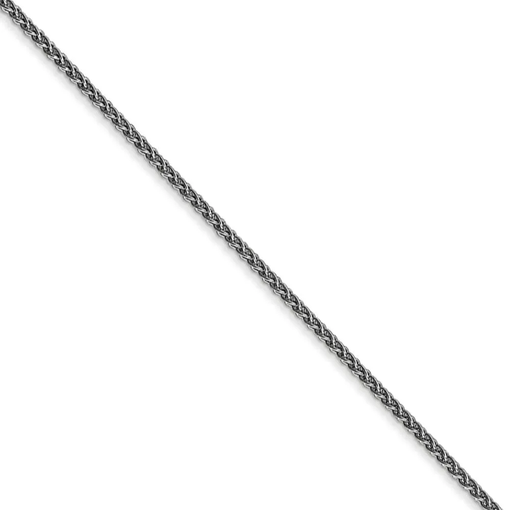 1.2mm 14k White Gold Solid Wheat Chain Necklace