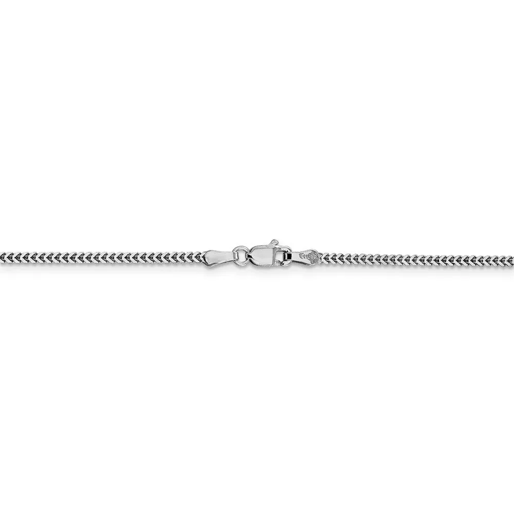 1.4mm 14k White Gold Solid Franco Chain Necklace