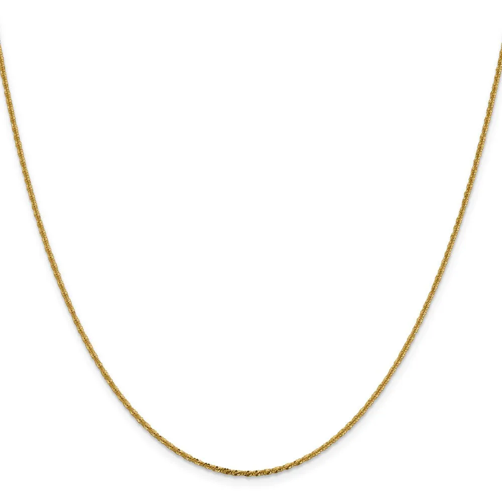 1.5mm 14k Yellow Gold Solid Cyclone Chain Necklace