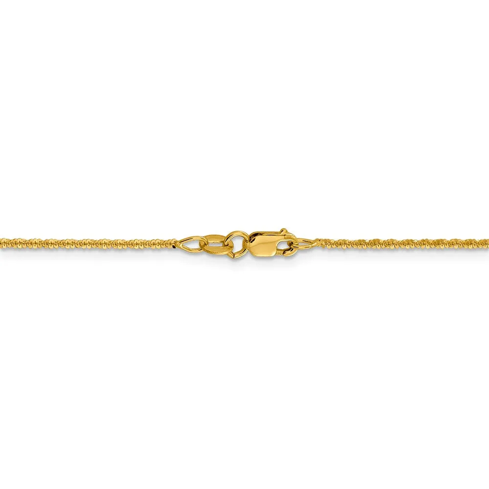 1.5mm 14k Yellow Gold Solid Cyclone Chain Necklace