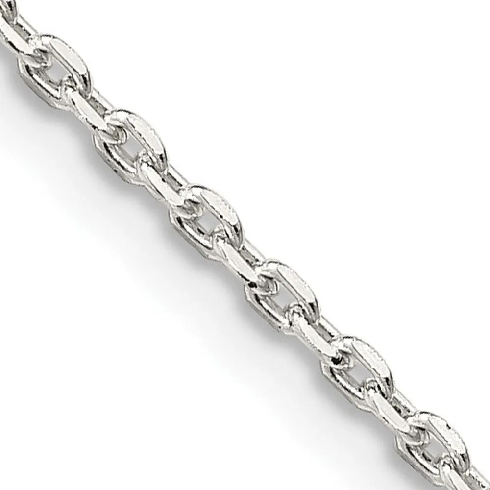 1.5mm Sterling Silver Solid Beveled Oval Cable Chain Necklace