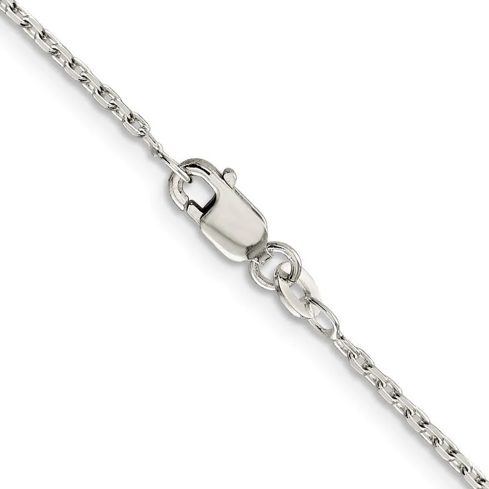 1.5mm Sterling Silver Solid Beveled Oval Cable Chain Necklace