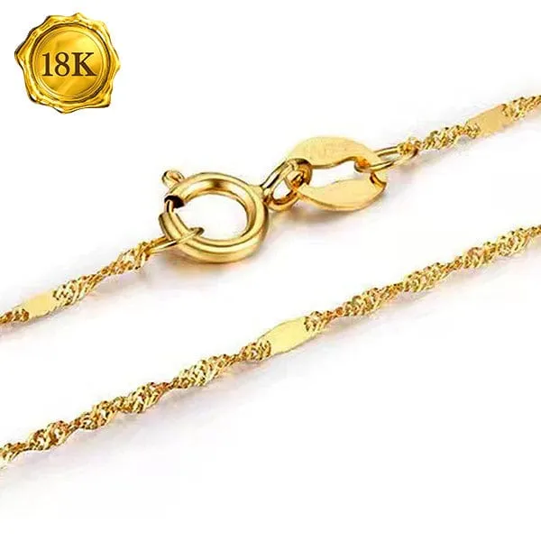 18 INCHES 18KT SOLID YELLOW GOLD SINGAPORE CHAIN