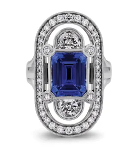 18ct white gold tanzanite and diamond ring