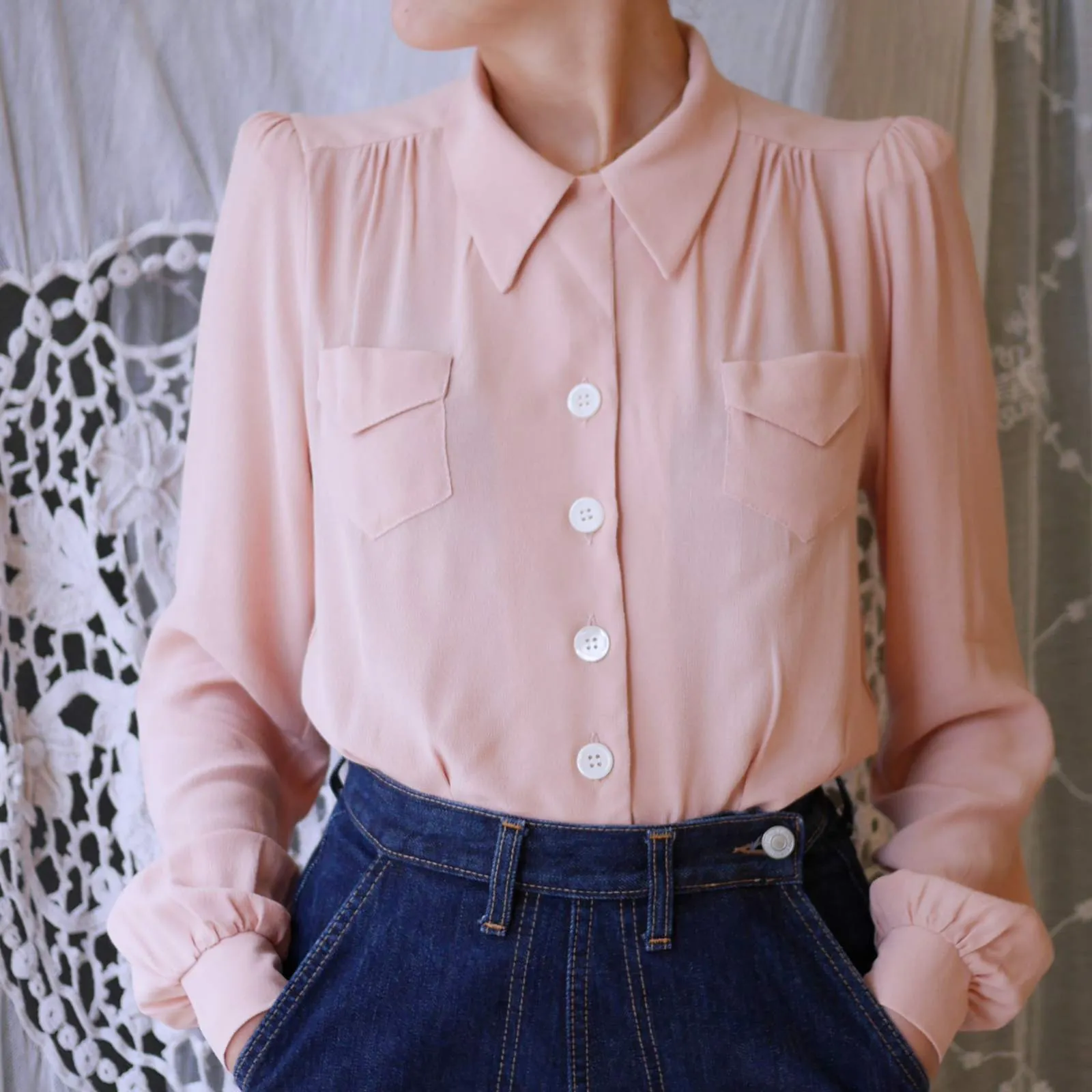 1940’s Blouse - Blush Pink