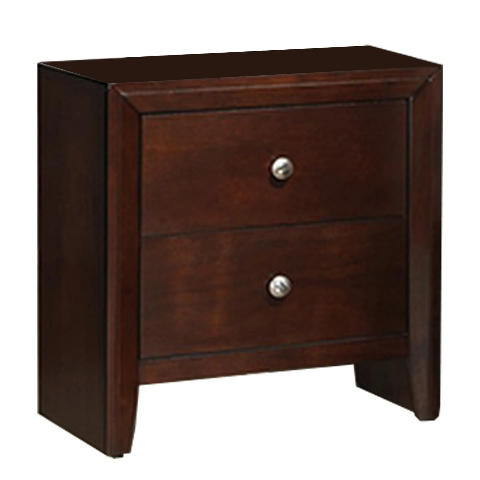 24 Inches 2 Drawer Wooden Nightstand With Metal Pulls Brown By Benzara