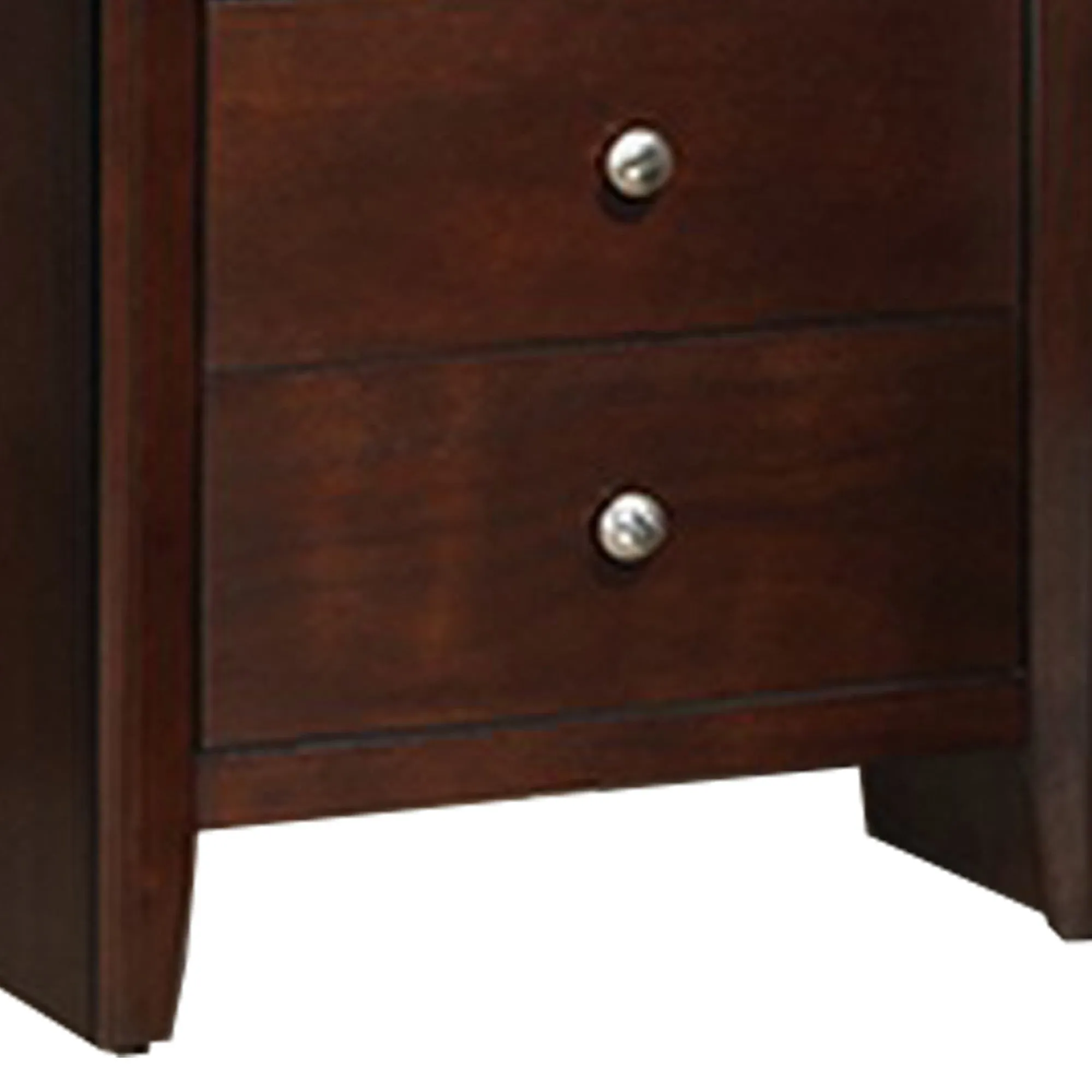 24 Inches 2 Drawer Wooden Nightstand With Metal Pulls Brown By Benzara