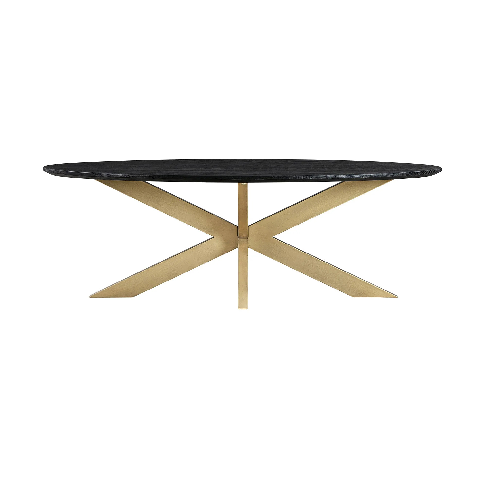 24" Black And Brass Solid Wood Oval Coffee Table By Homeroots