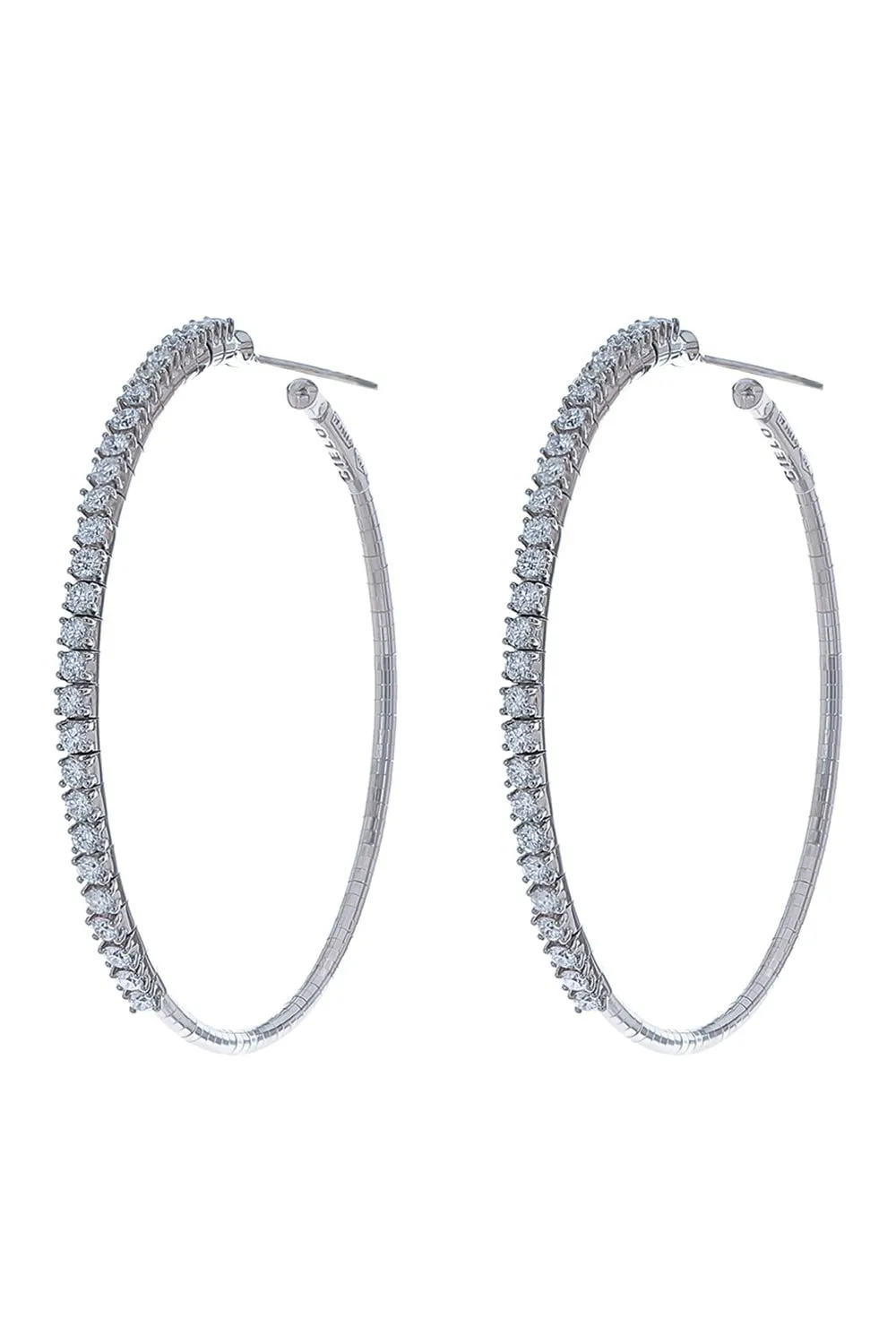 4cm White Gold Rugiada Diamond Tennis Hoop Earrings