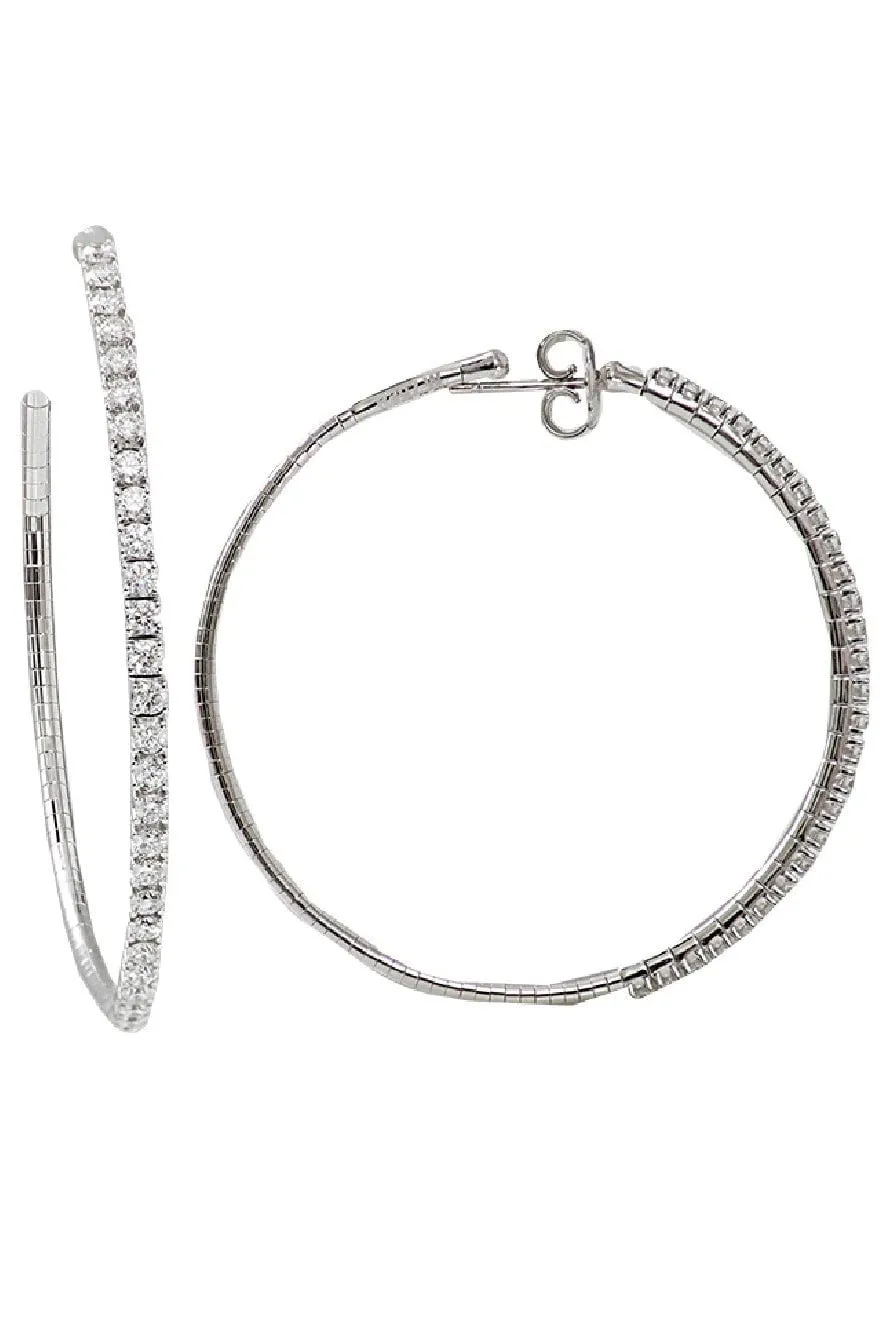 4cm White Gold Rugiada Diamond Tennis Hoop Earrings