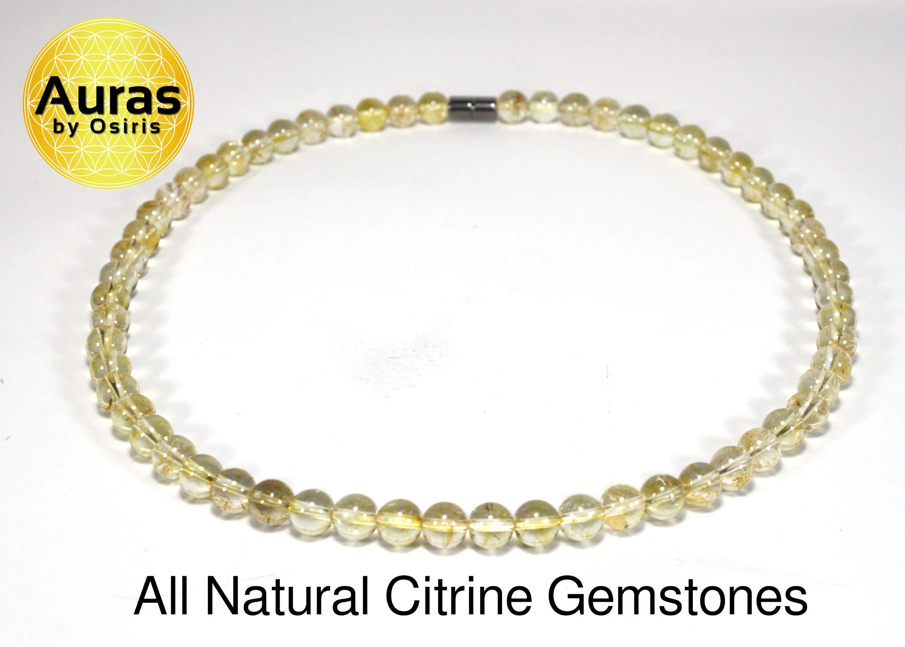 8mm Citrine Necklace Crystal Healing Necklace November Birthstone Scorpio Zodiac Self Confidence Gemstone Jewelry for Men/Women