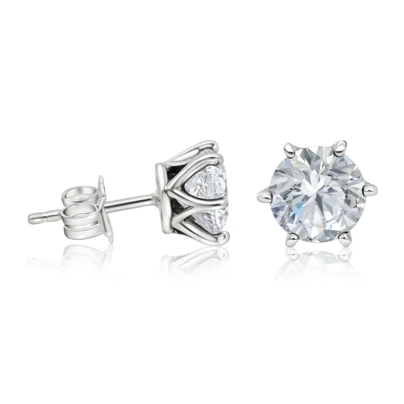 925 Silver White CZ Studs - Dec Birthstone, Handmade Gift