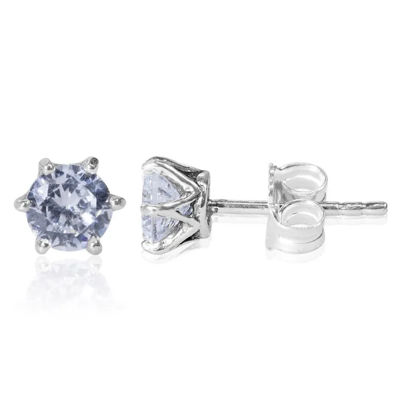 925 Silver White CZ Studs - Dec Birthstone, Handmade Gift