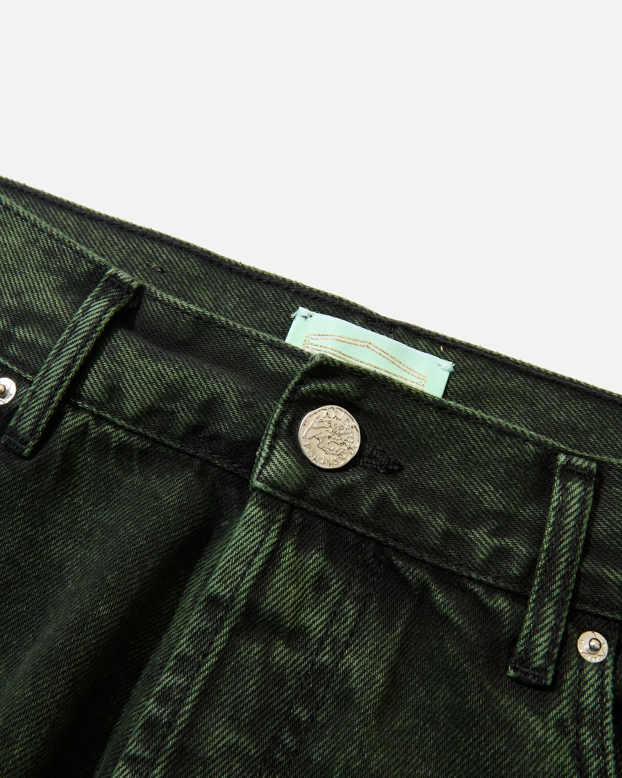 Acid Wash Batten Jean - Forest Green