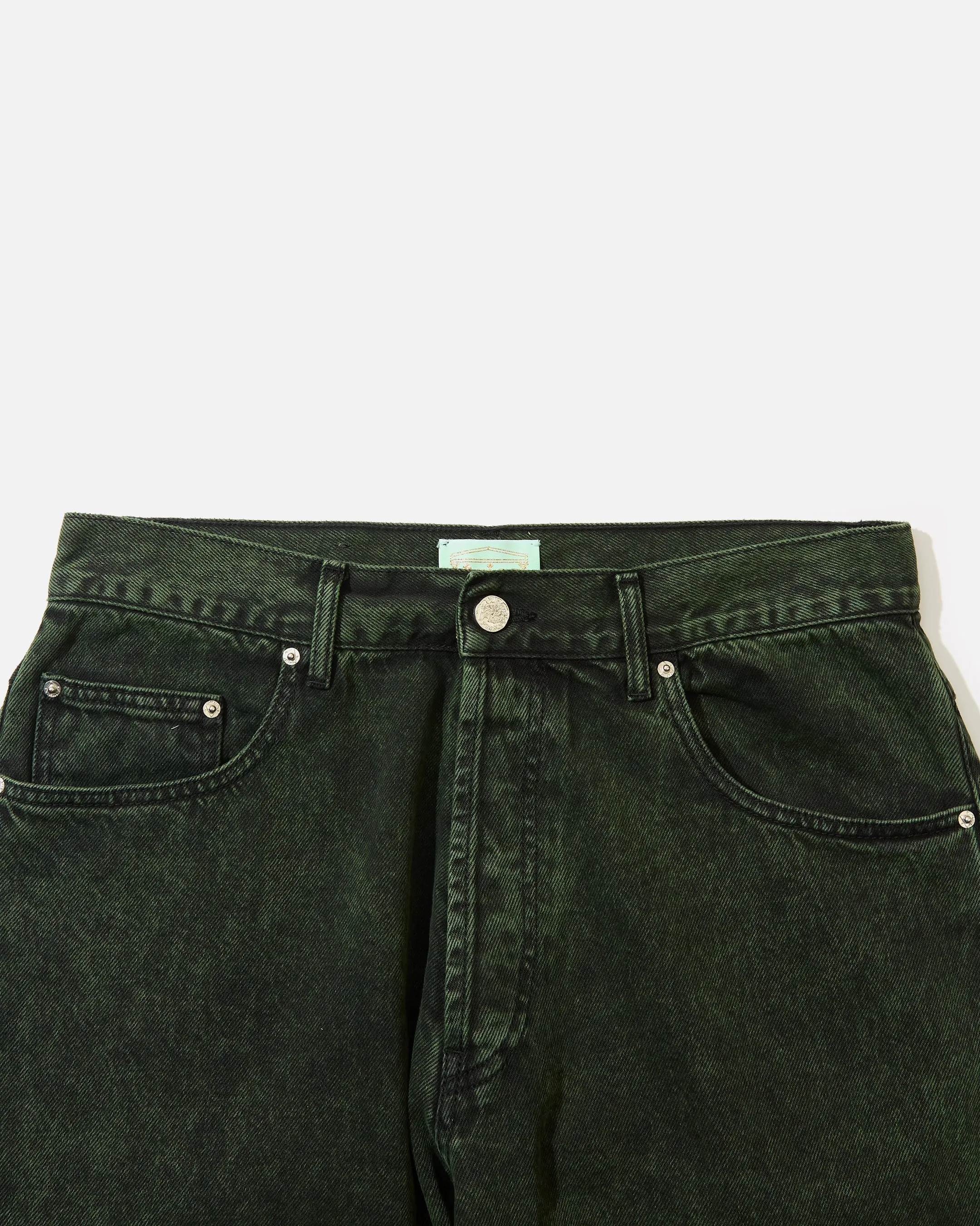 Acid Wash Batten Jean - Forest Green