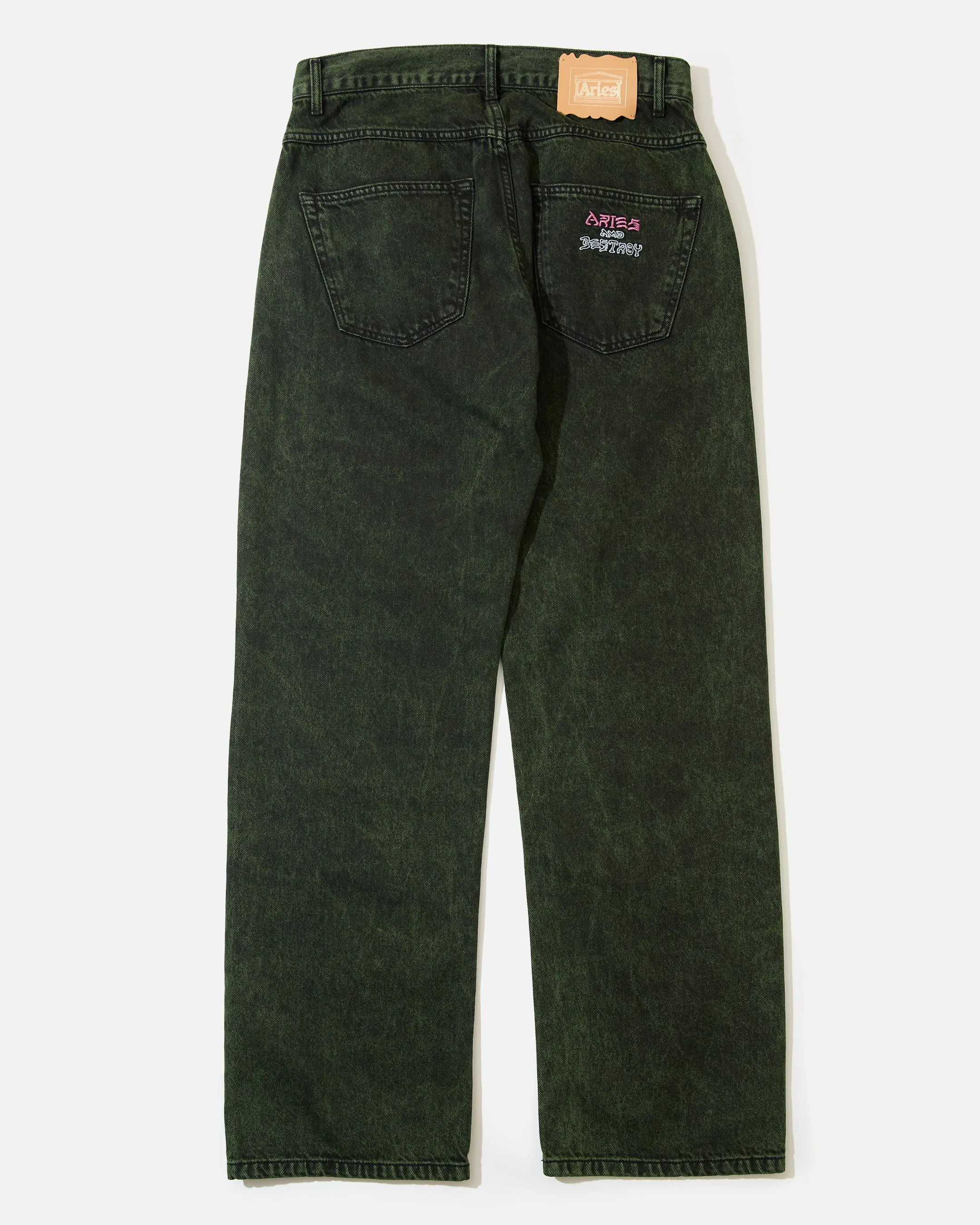 Acid Wash Batten Jean - Forest Green