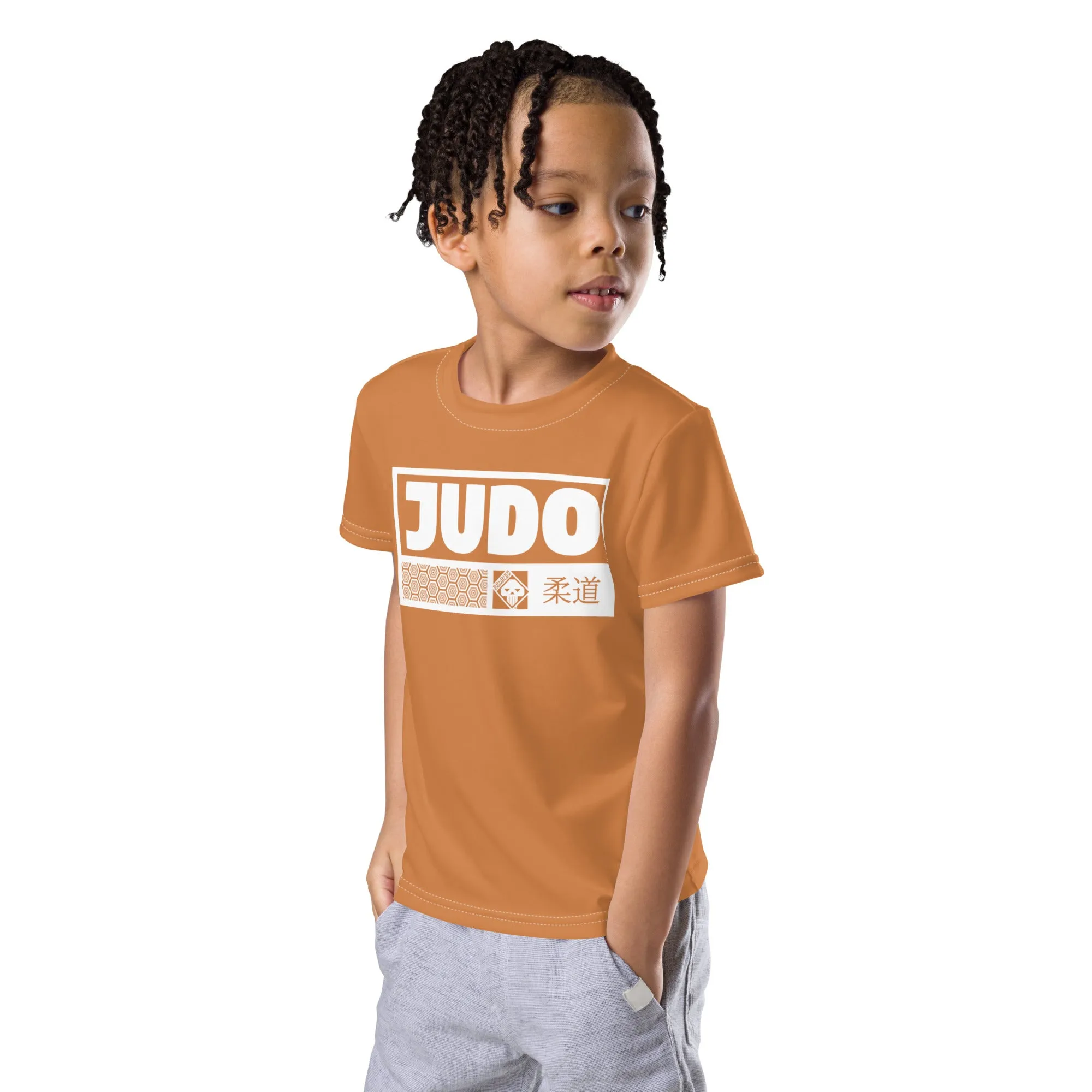 Active Lifestyle Attire: Boy's Short Sleeve Judo Rash Guard - Raw Sienna