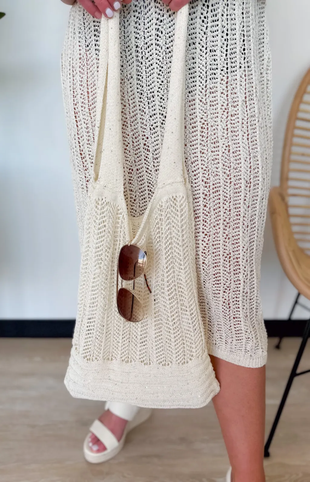 Aleah Beige Knit Bag