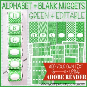 Alphabet   BLANK Nugget Wrappers {Green} PRINTABLE