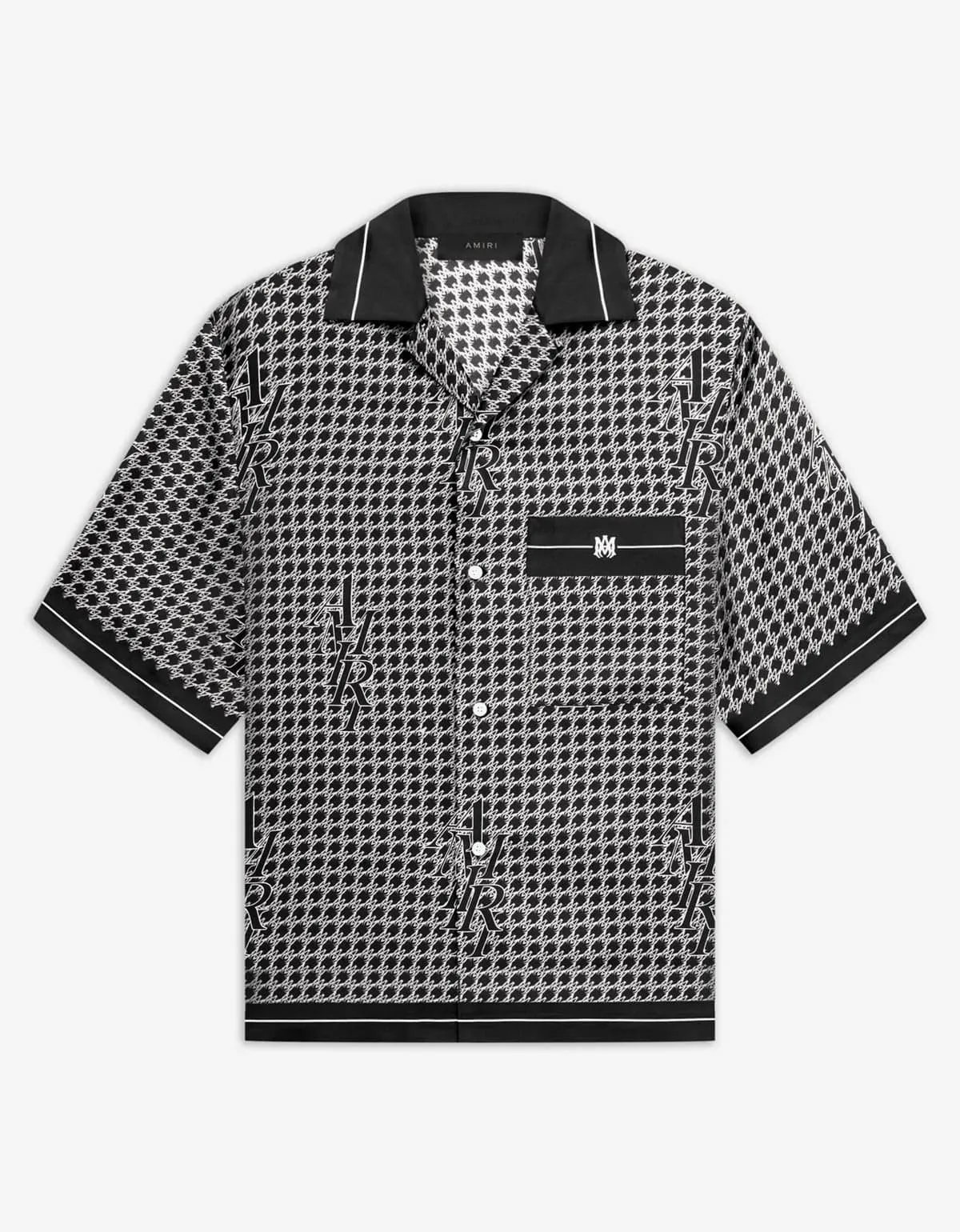 Amiri Black Houndstooth Bowling Shirt