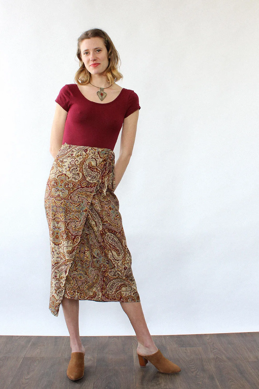 Ann Paisley Wrap Skirt M/L