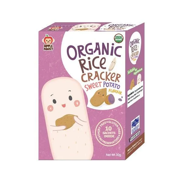 Apple Monkey Organic Rice Crackers - Sweet Potato