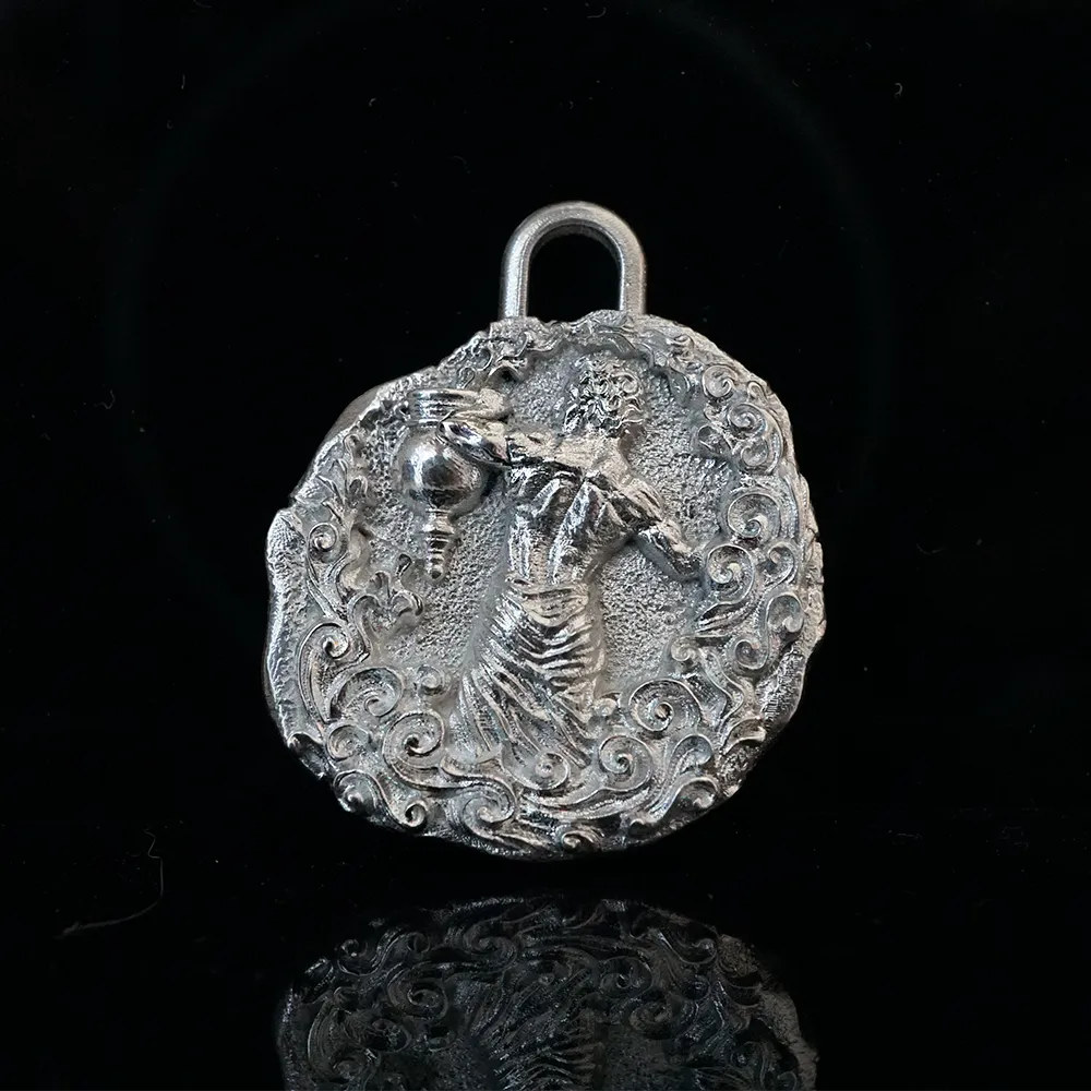 Aquarius Zodiac Pendant in Sterling Silver and 14K Gold