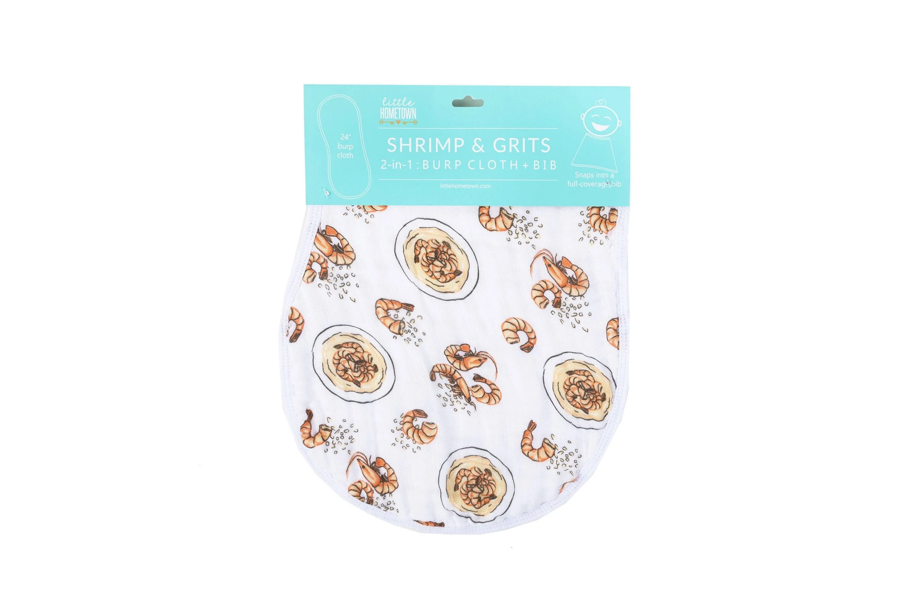 Baby Burp Cloth & Bib Combo (Shrimp and Grits)