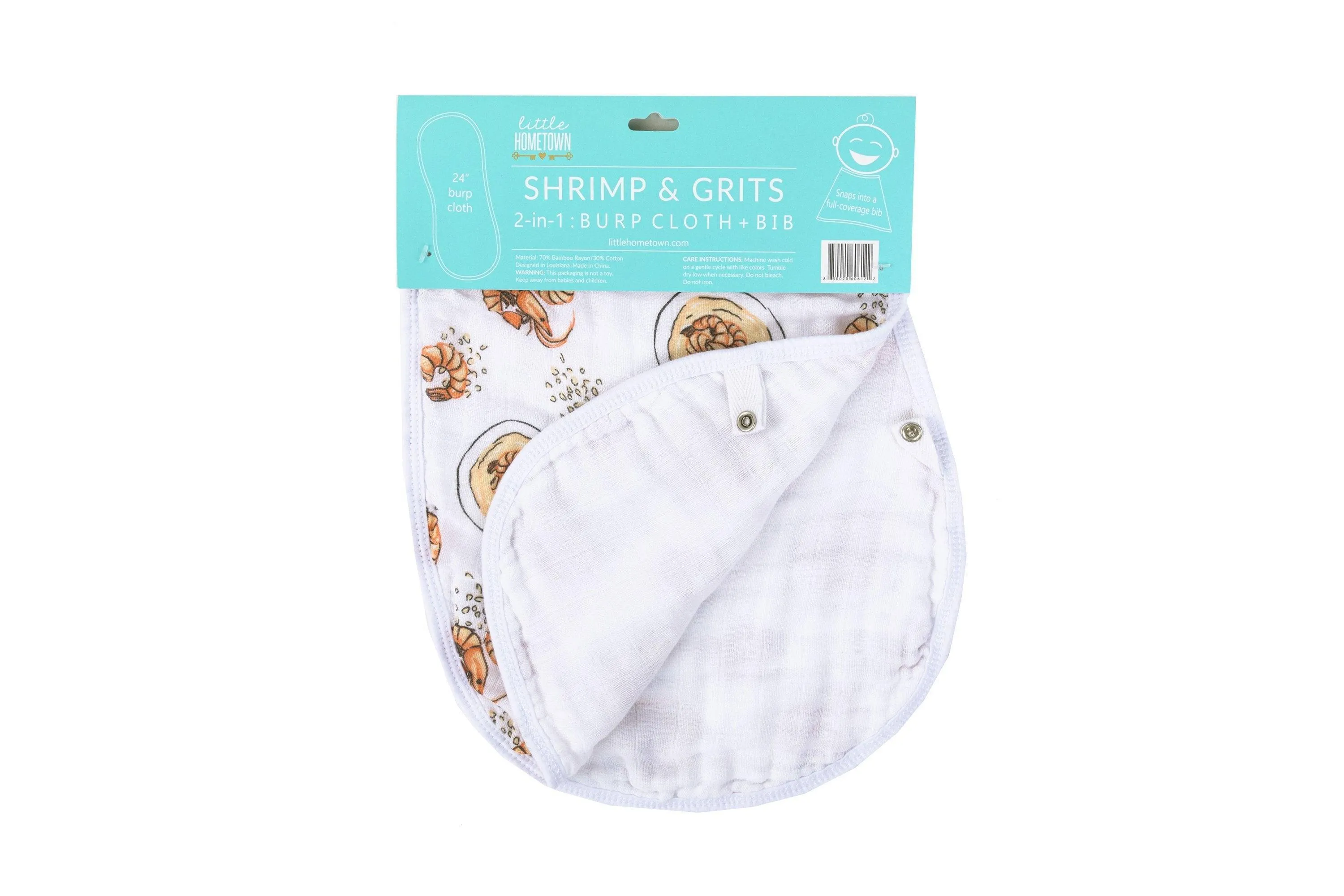 Baby Burp Cloth & Bib Combo (Shrimp and Grits)