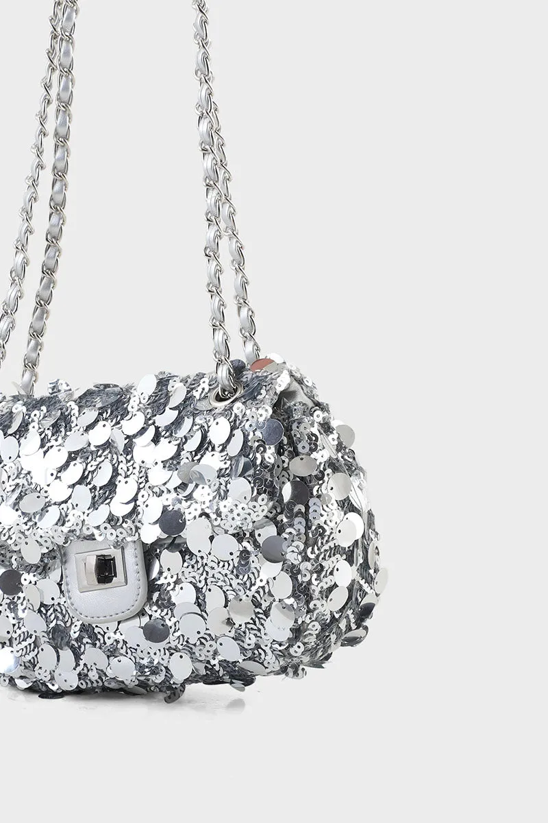 Baguette Shoulder Bags B10533-Silver