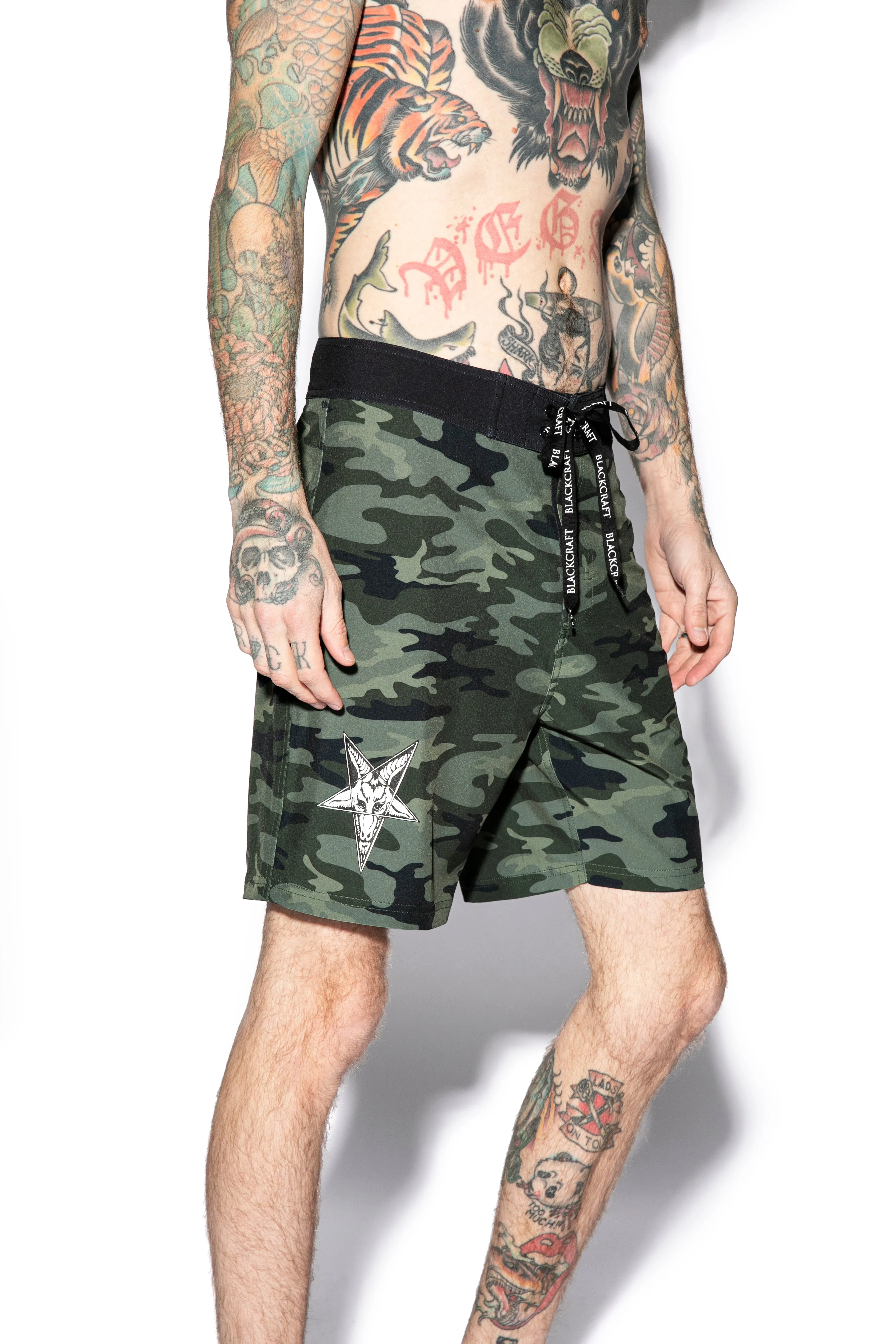 Baphomet - Camo Board Shorts