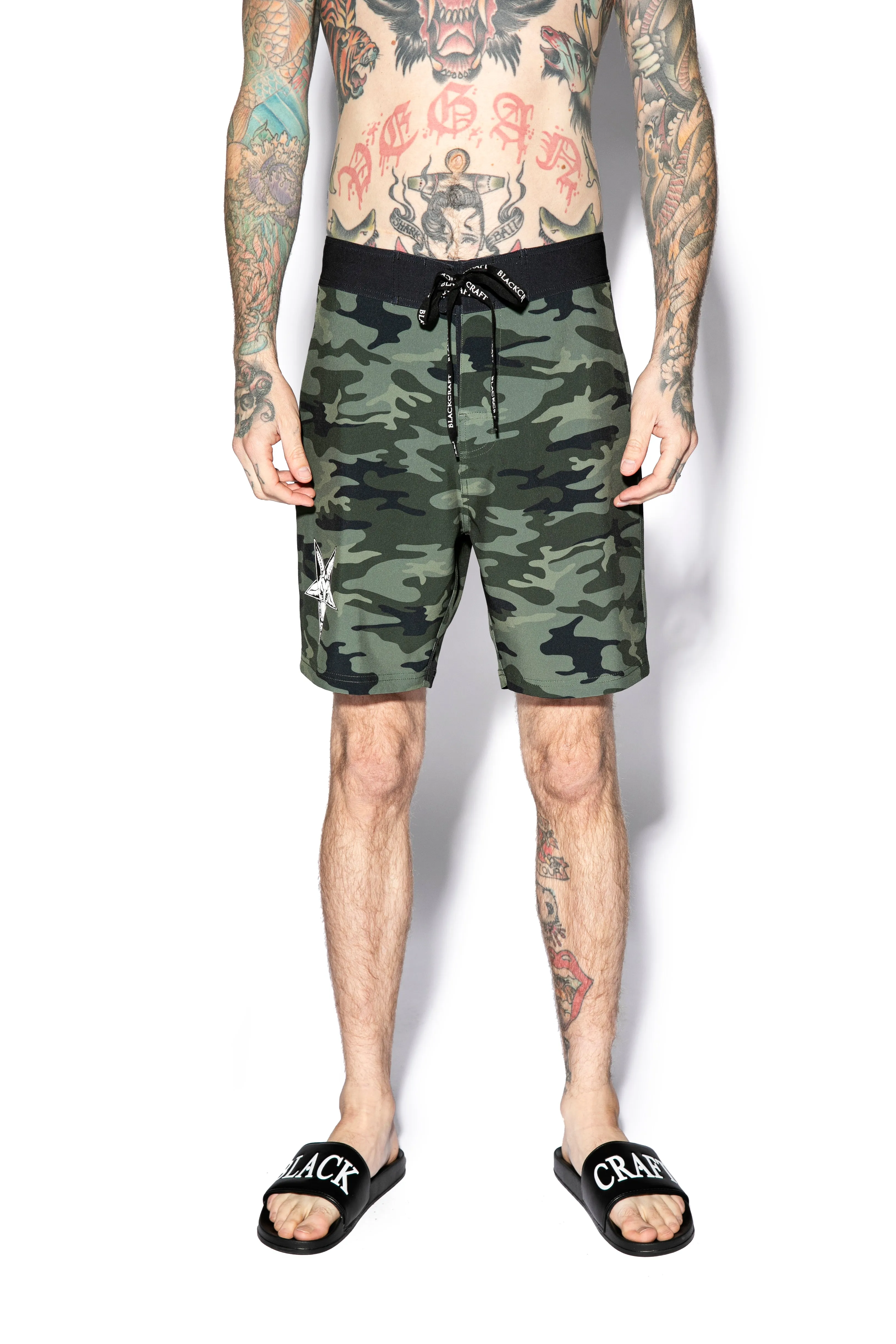 Baphomet - Camo Board Shorts