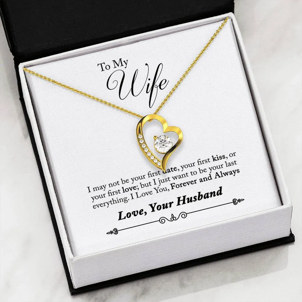 Beautiful Cubic Zirconia LOVE Necklace With Husband To Wife Romantic "Last Everything" Message Card