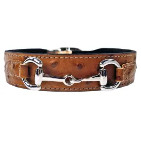 Belmont Dog Collar in Ostrich & Nickel