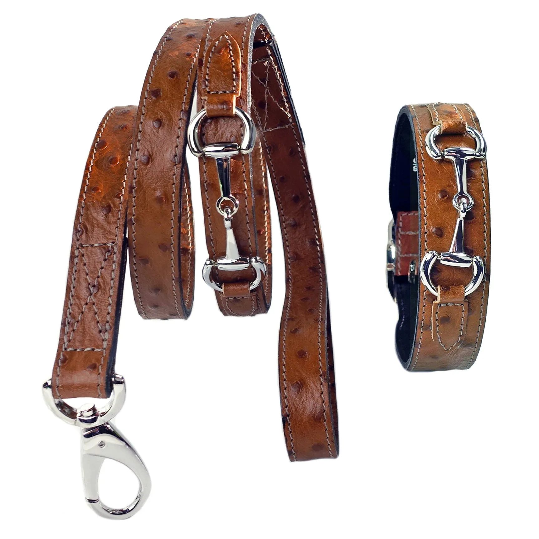 Belmont Dog Collar in Ostrich & Nickel