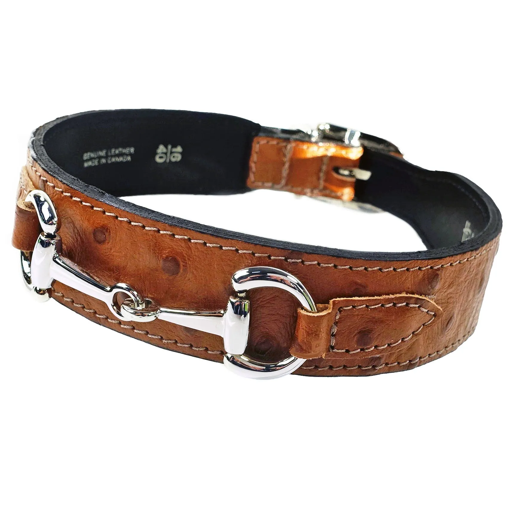 Belmont Dog Collar in Ostrich & Nickel