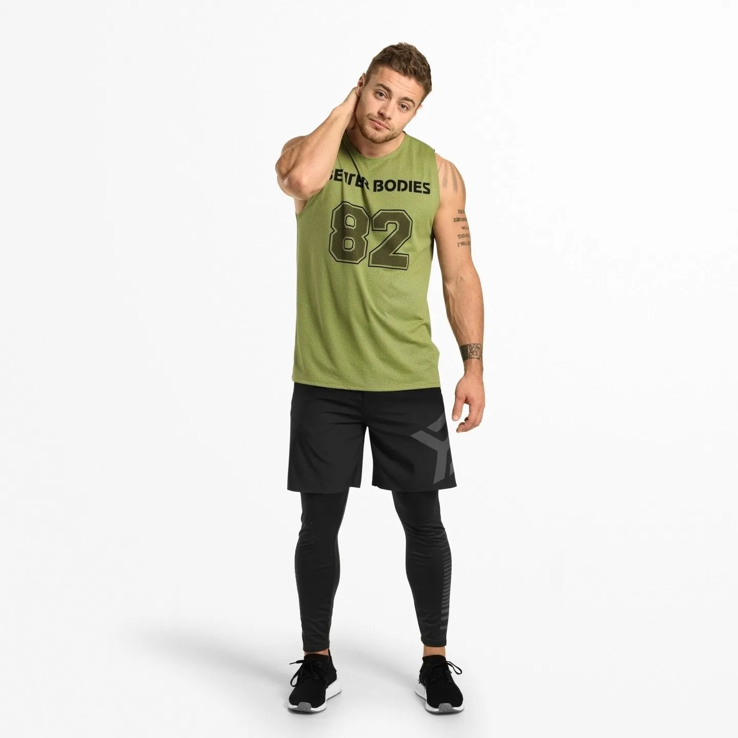 Better Bodies Fulton Mesh Tank - Light Khaki