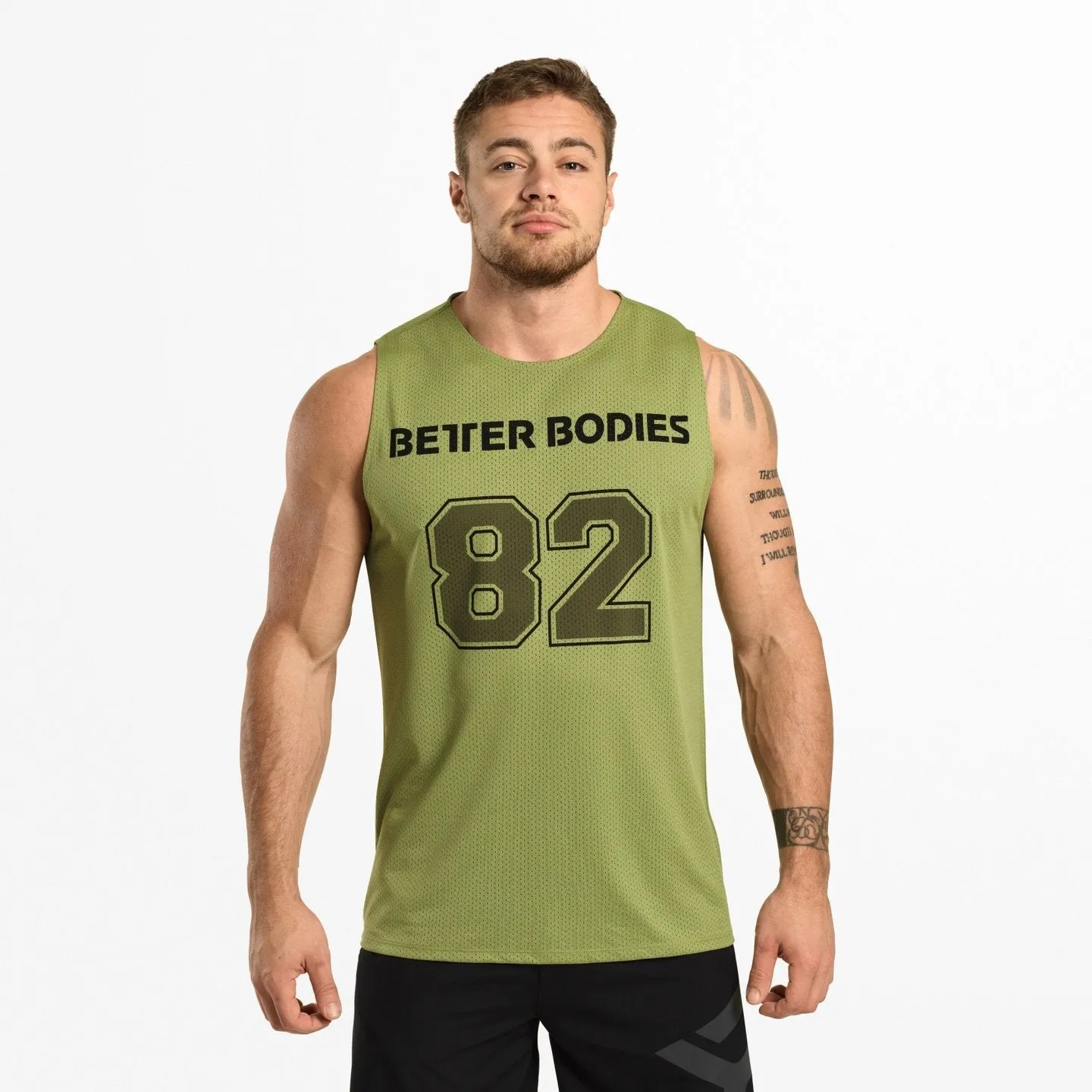 Better Bodies Fulton Mesh Tank - Light Khaki