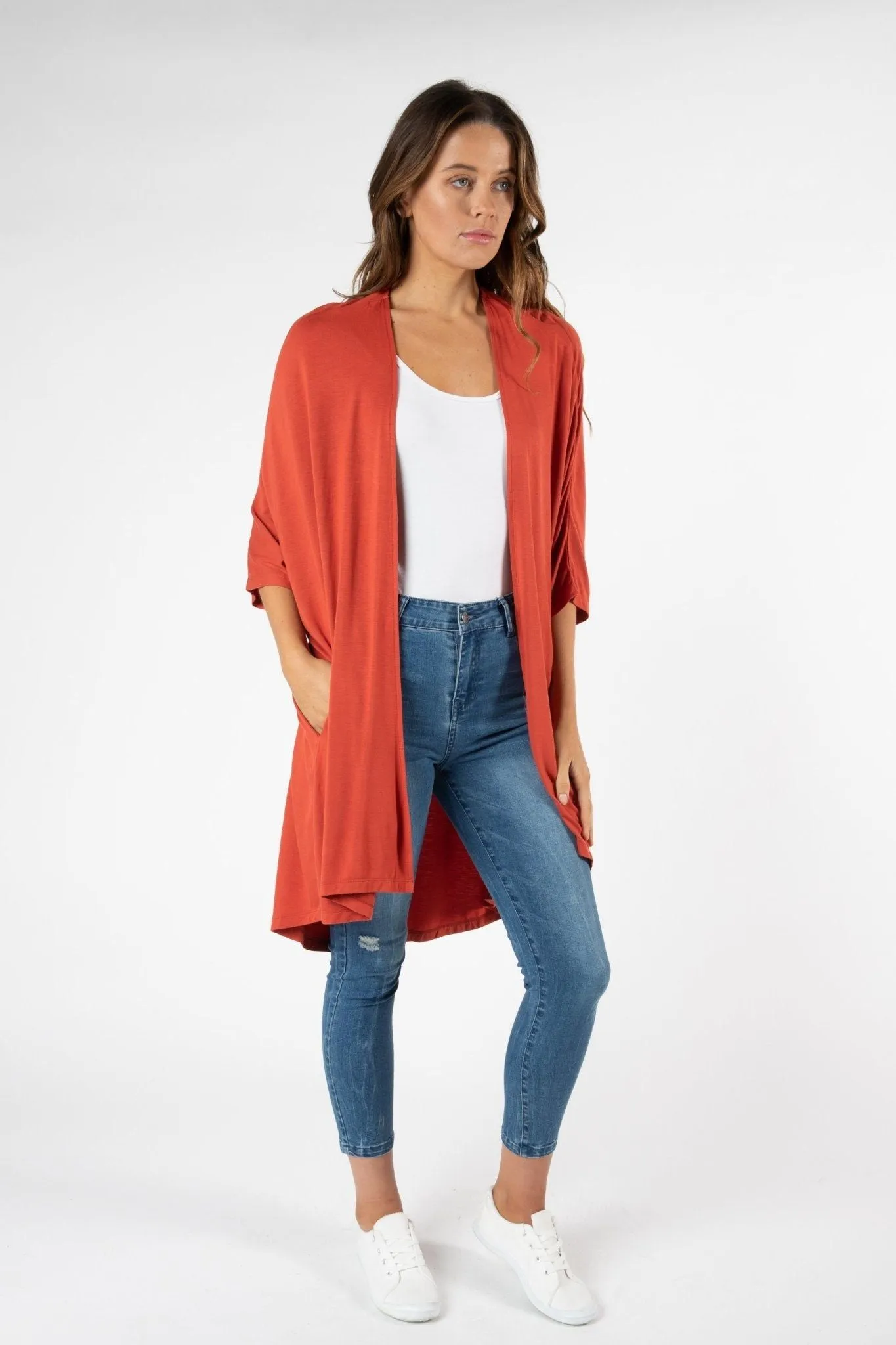 Betty Basics Valencia Cardigan in Sunset Red