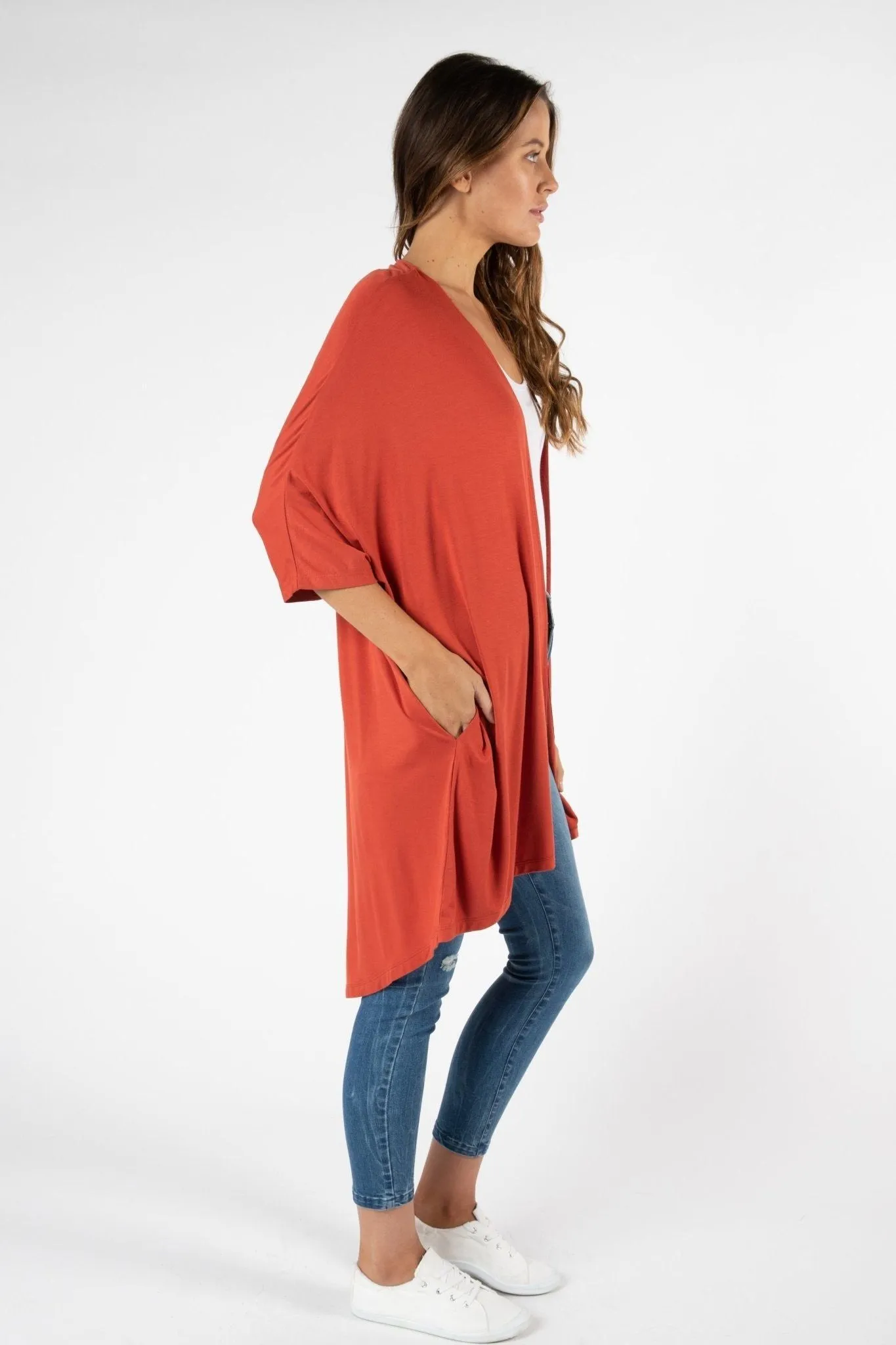 Betty Basics Valencia Cardigan in Sunset Red