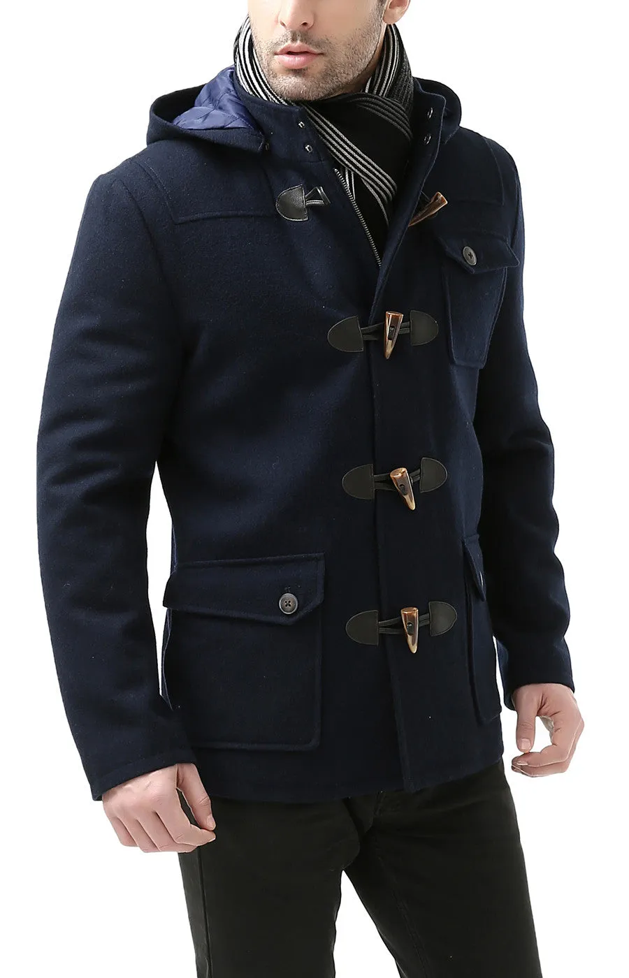 BGSD Men Nathan Wool Blend Patch Pocket Short Toggle Coat