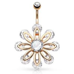 Bizee Floweret Belly Ring with Rose Gold Plating