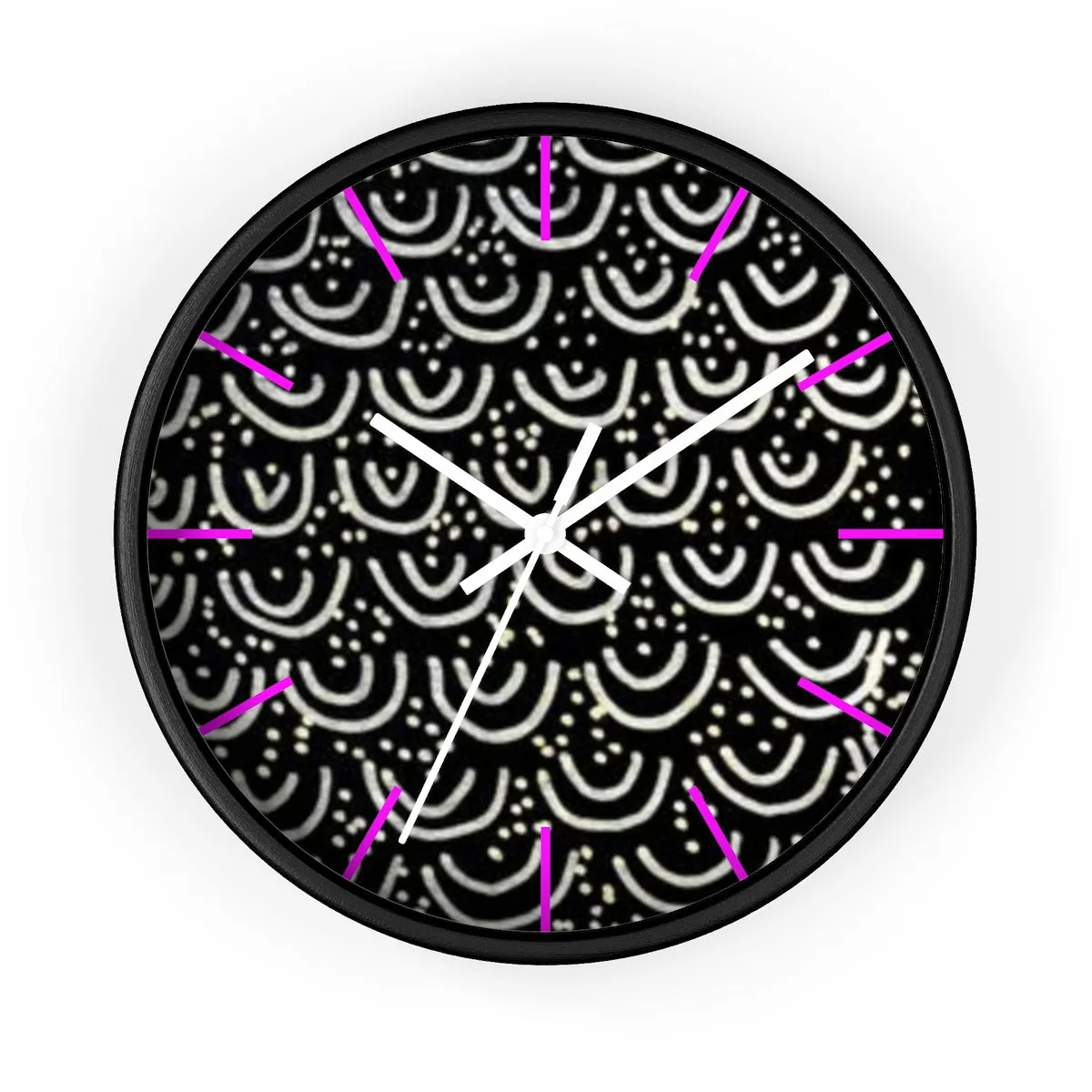 Black Mermaids Wall Clock, Geometric Print 10" dia. Indoor Large Wall Clock - Made in USA