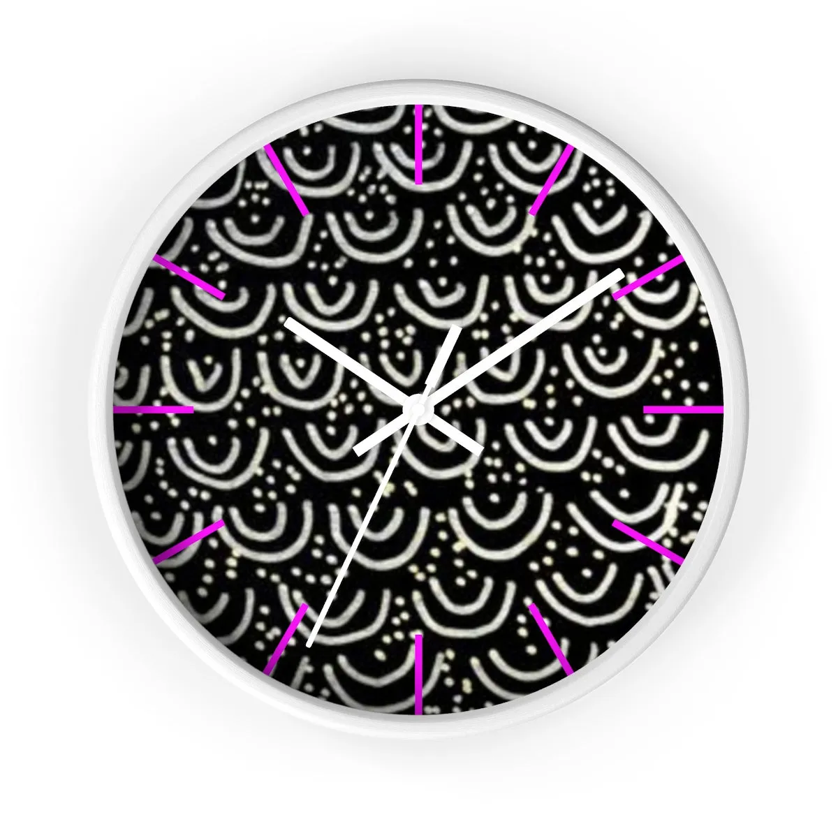 Black Mermaids Wall Clock, Geometric Print 10" dia. Indoor Large Wall Clock - Made in USA